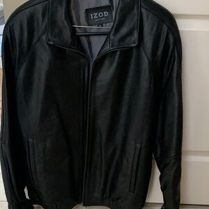 IZOD Men's Black Leather Jacket. Size XL